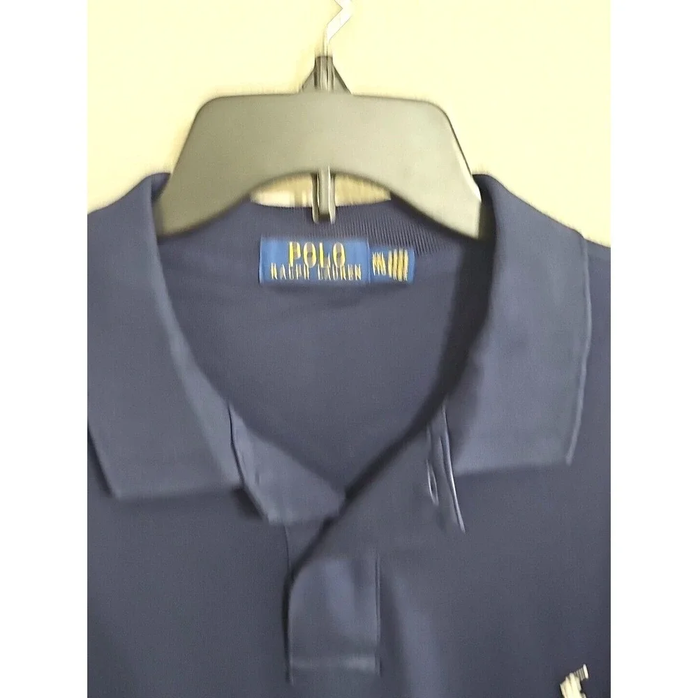 Polo Ralph Lauren Polo Shirt Navy Blue Light Blue Pony Short Sleeve Mens XXL